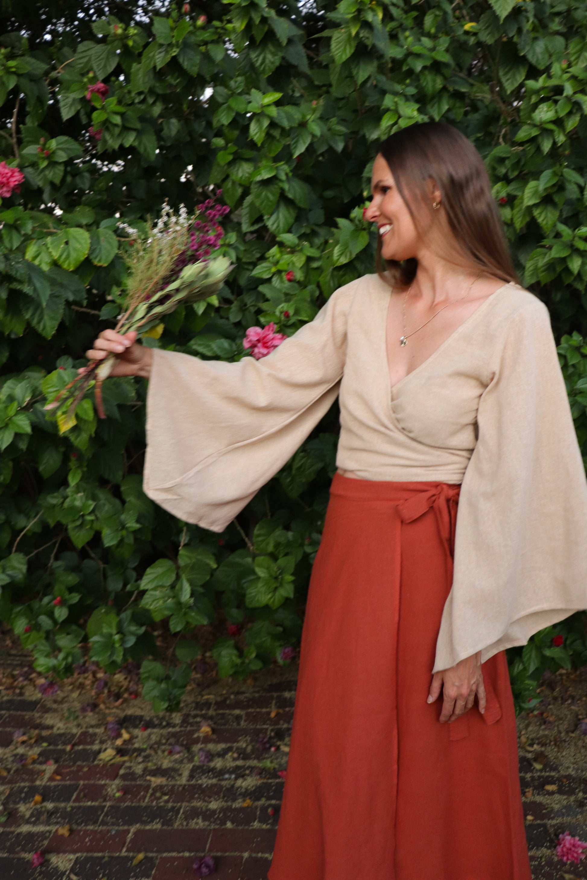 Hemp Wrap Top with Bell Sleeves