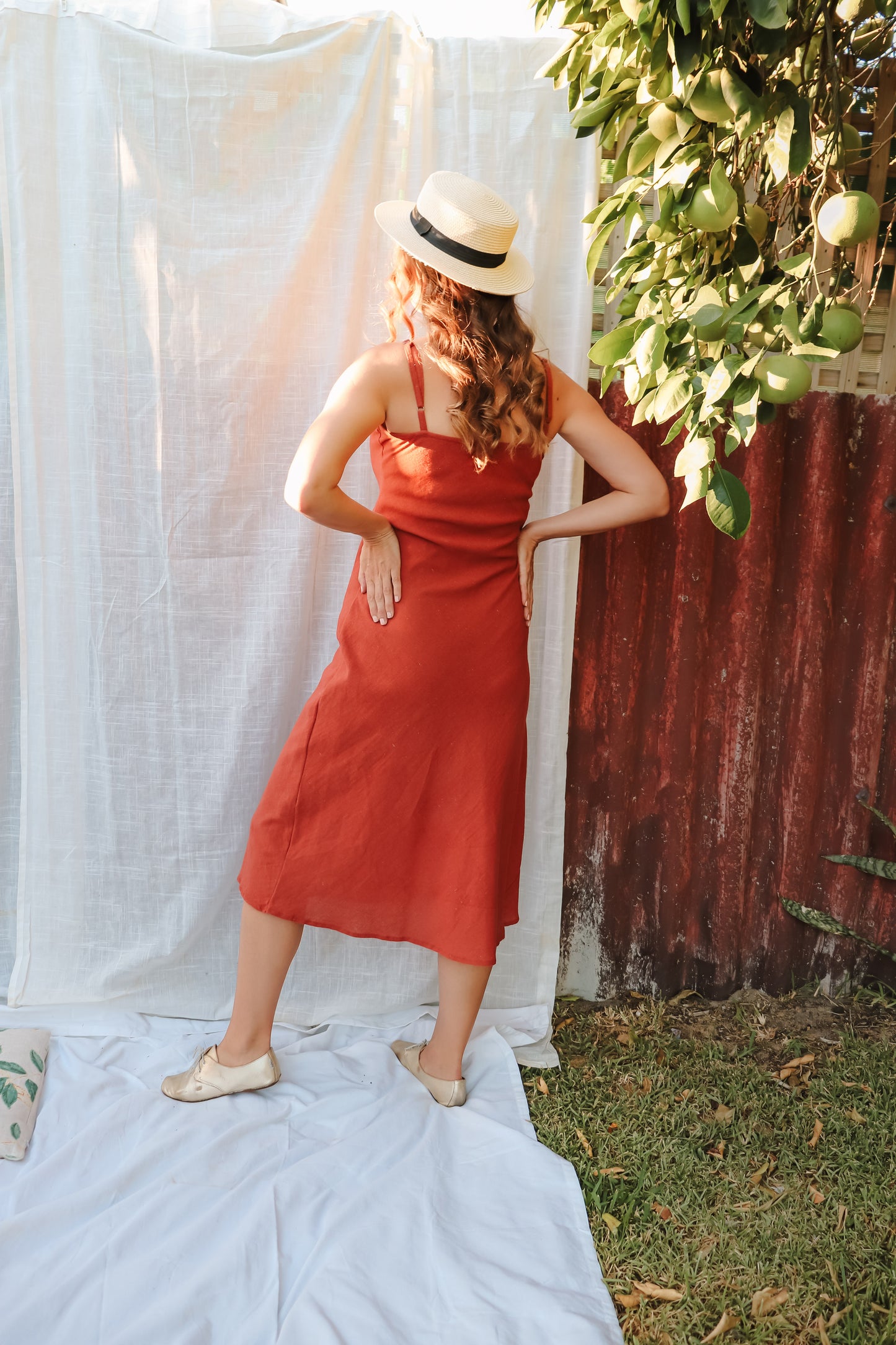 Hemp Clay Red Midi Dress